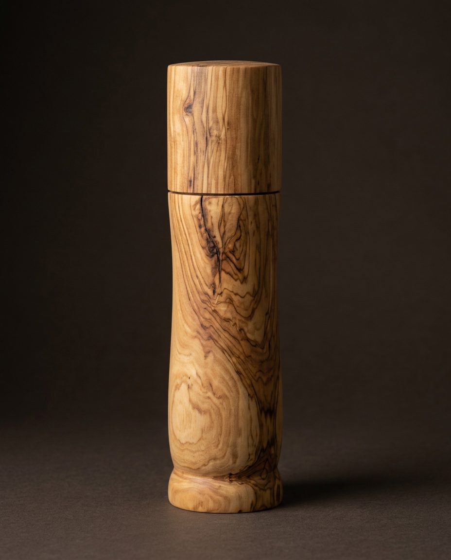 Classic handmade wooden pepper mill