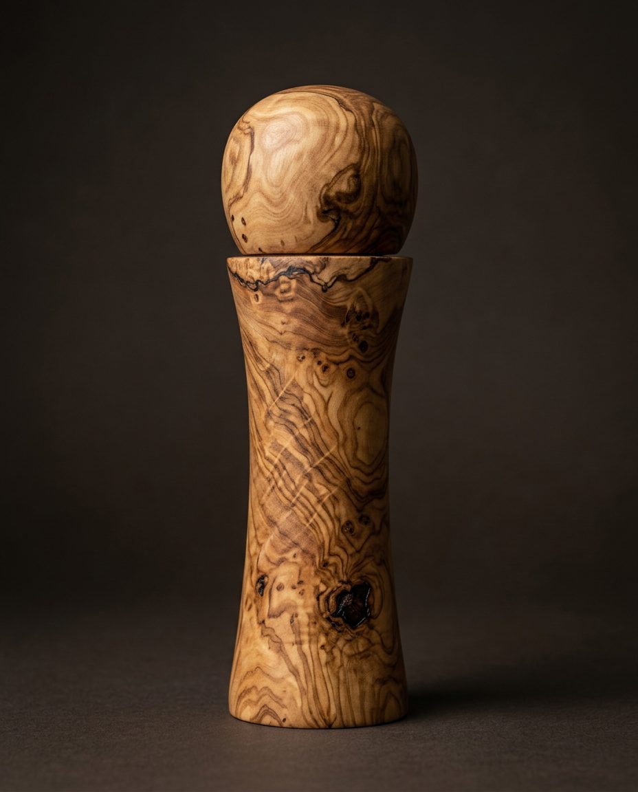 Round Head handmade wooden pepper mill